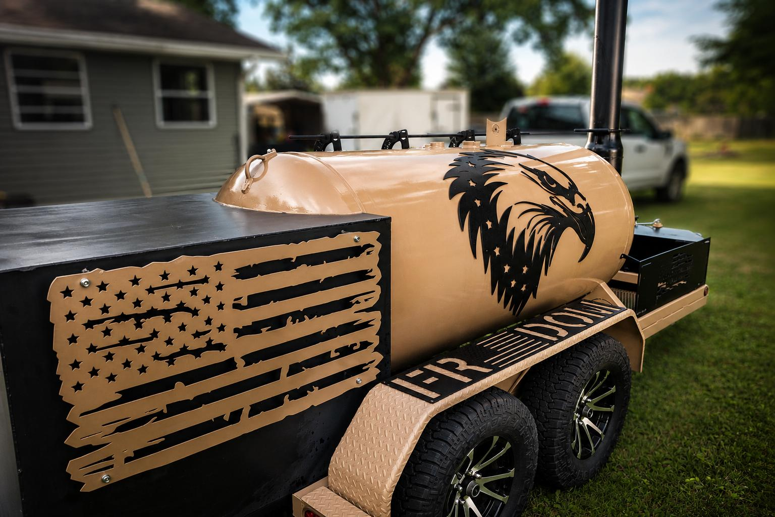 Smoke & Tallow BBQ Co. Freedom smoker trailer at an event